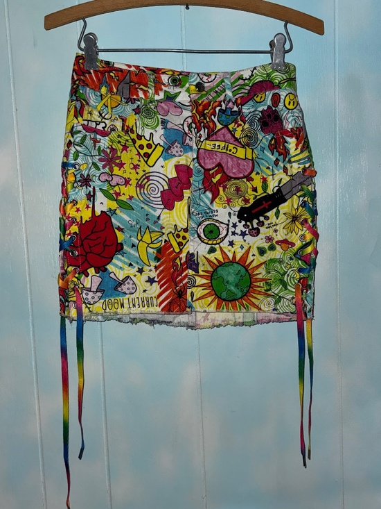 Current Mood Dresses & Skirts - Current Mood Graphic Print Bright Colors Mini Skirt Laceup Side Seams Size Small